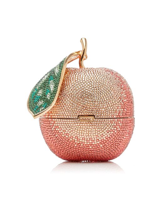 Judith Leiber Orange Peach Crystal-embellished Gold-tone Clutch