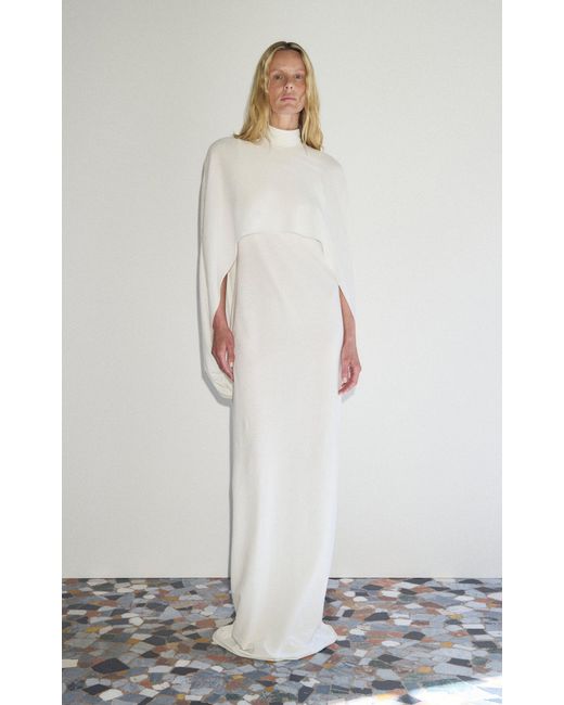 DARKPARK White Karine Cotton Jersey Maxi Cape Dress