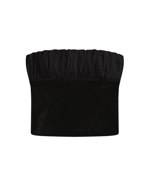 Posse Black Dean Strapless Gathered Velvet Top