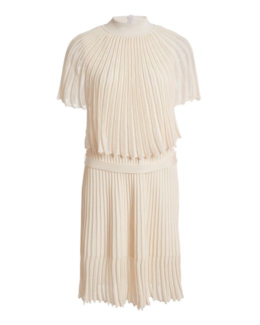 Lanvin Natural Cotton-Silk Short Pleated Frock