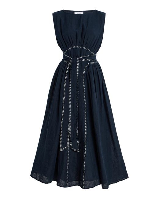 merlette verena linen midi dress Merlette Verena Linen Midi Dress in White