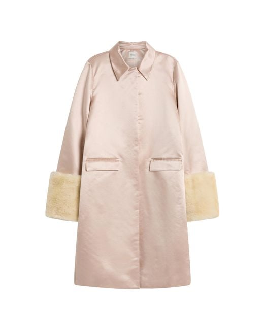 Posse Natural Chester A-Line Fur-Trimmed Cotton-Silk Coat
