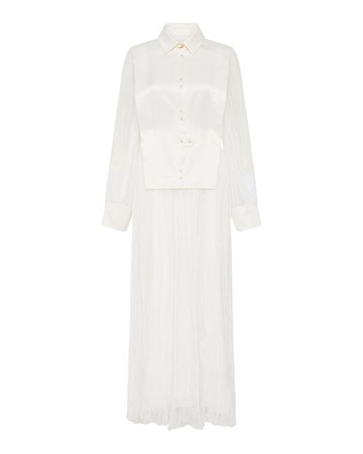 Aje. White Aerial Bib-front Crinkled Maxi Dress