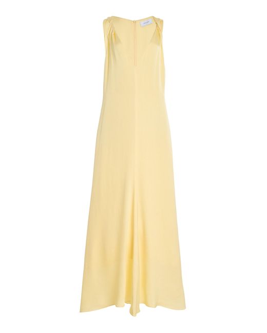 Bondi Born Yellow Ardea Twist-Shoulder Hammered-Satin Maxi Dress