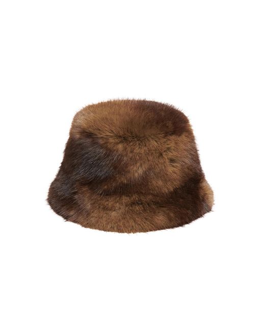 Apparis Brown Gilly Faux Mink Fur Bucket Hat