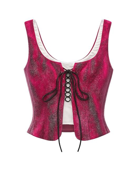 MACCAPANI Red Comfy Cotton-Blend Corset Top