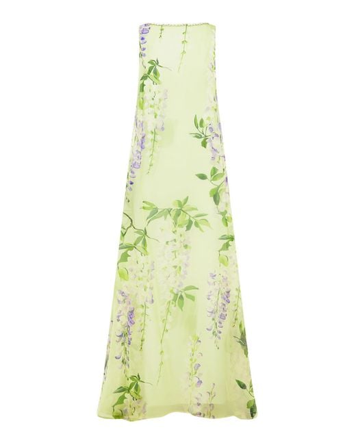 LEO LIN Green Yumei Open-Back Silk Gown