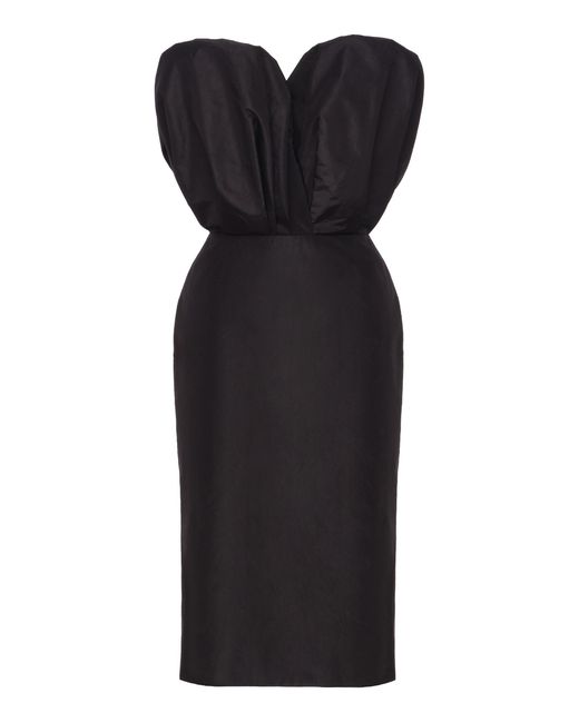 Magda Butrym Black Strapless Silk Midi Dress