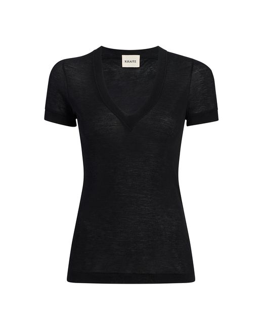 Khaite Black Berry Ribbed Silk-Cashmere Top