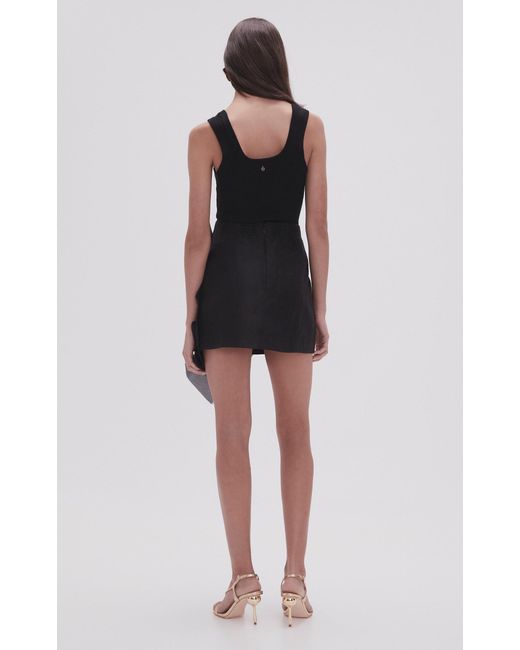 Aje. Black Energy Ruffled Linen-blend Mini Skirt