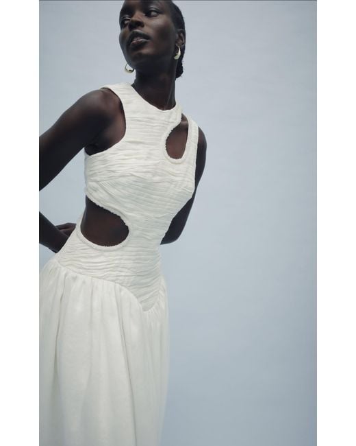 Aje. White Jolie Abstract Cut Out Midi Dress