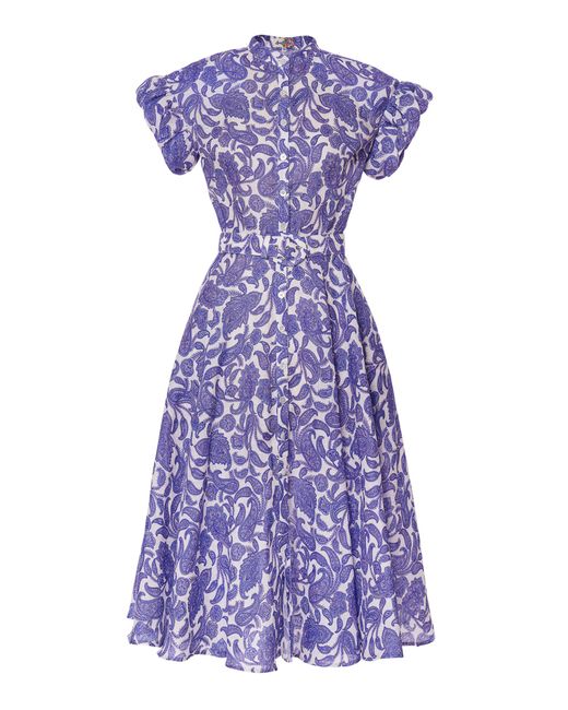 Lena Hoschek Purple Dreamy Linen A-Line Midi Dress