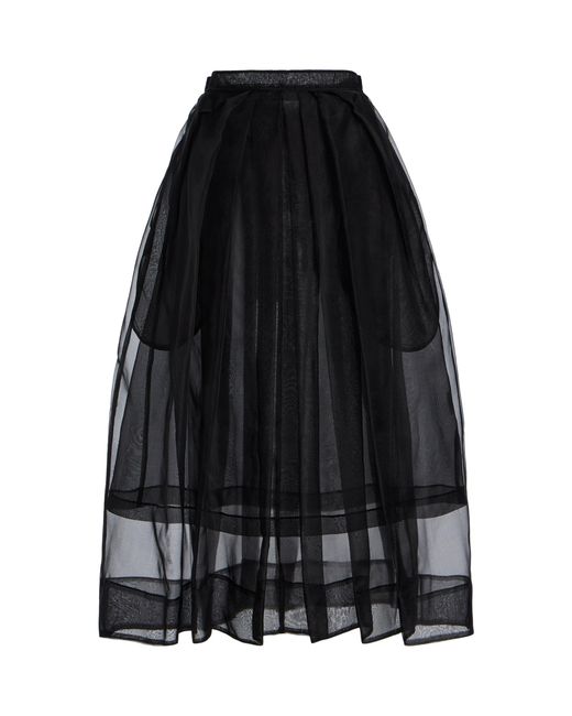 Kamperett Black Exclusive Brise Silk Organza Midi Skirt