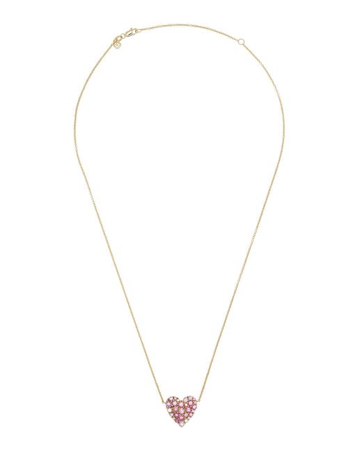 Sydney Evan Pink 14K; Diamond; And Sapphire Cocktail Heart Necklace
