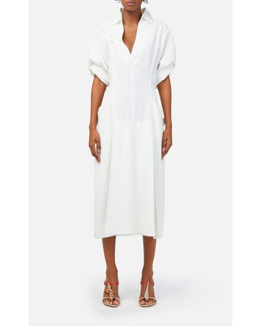Bottega Veneta Black Viscose Linen Dress With Frog Details