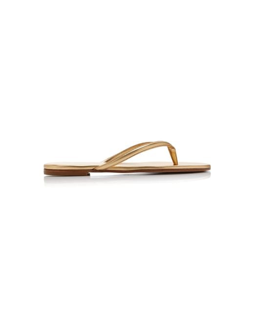 Gianvito Rossi White Calypso Metallic Leather Thong Sandals