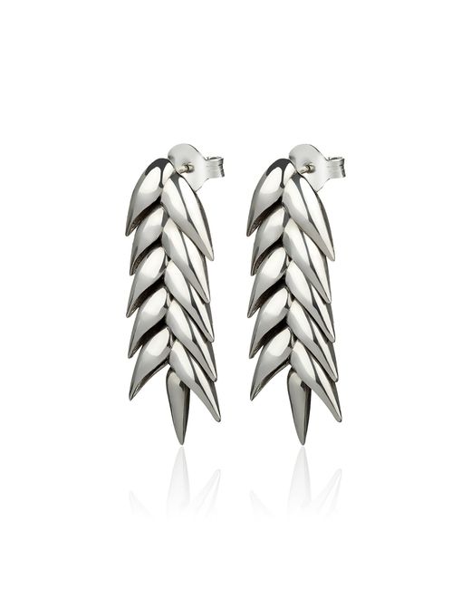 Bevza Metallic Spikelet Short Silver Earrings