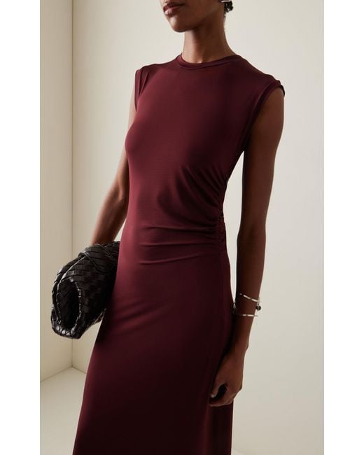 Stella McCartney Purple Ruched Jersey Midi Dress
