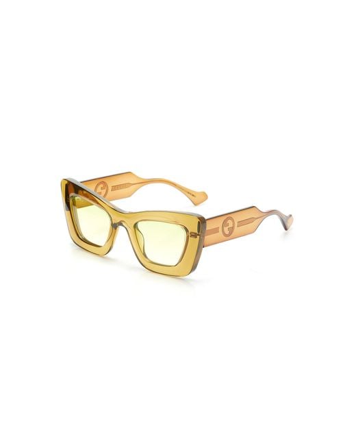 Gucci Yellow Oversized Cat-eye Bio-nylon Sunglasses