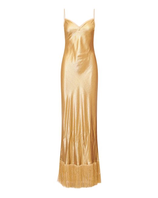 LoveShackFancy Odezza Metallic Fringe Maxi Dress