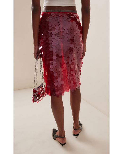 16Arlington Red Delta Sequined Nylon Midi Skirt