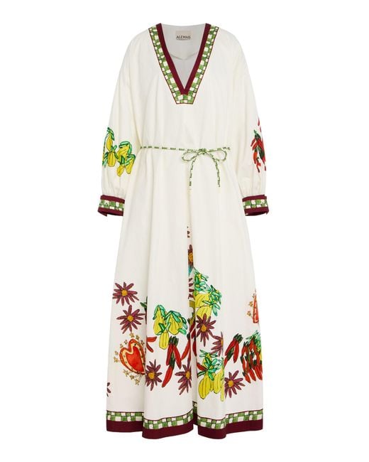 ALÉMAIS White Katerina Cotton Poplin Midi Dress