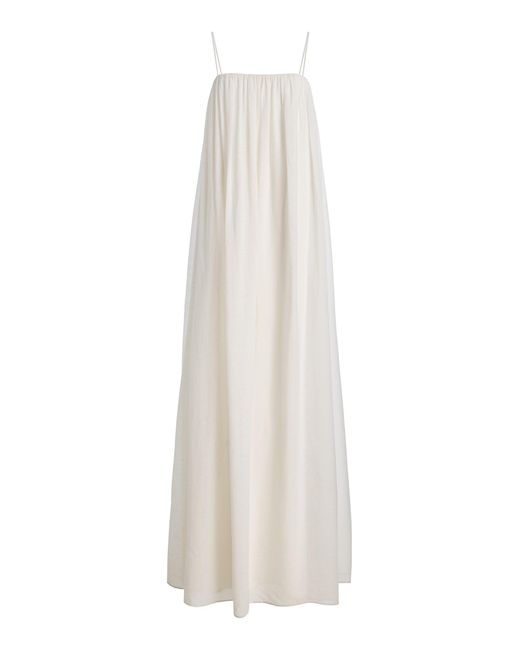 Twp White Shirred Maxi Dress