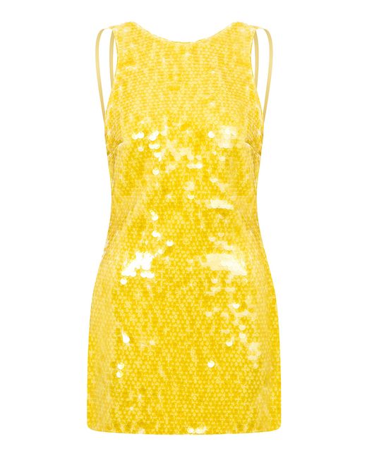 ILA THE BRAND Yellow Niss Sequined Mini Dress