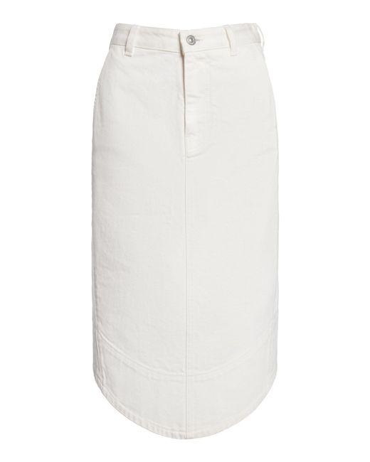 Victoria Beckham White Rounded Hem Denim Midi Skirt