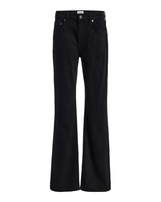 Citizens of Humanity Black Genova Cashmere-Denim Low-Rise Bootcut Jeans