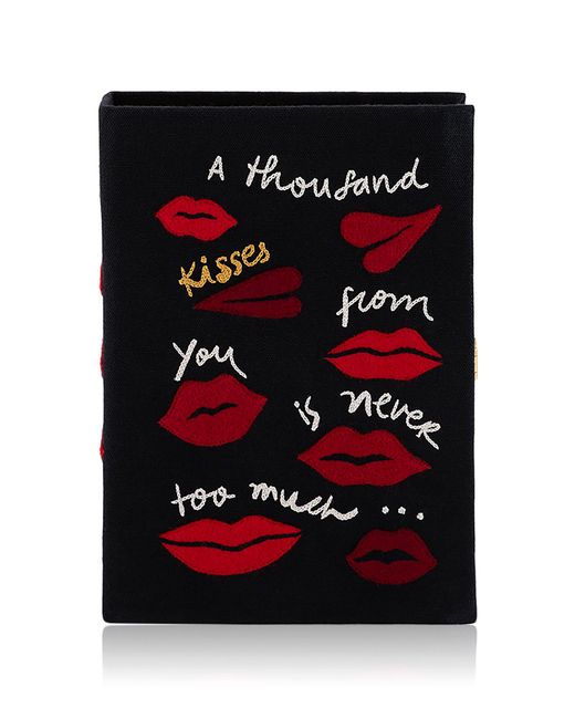 Olympia Le-Tan Black A Thousand Kisses From You Clutch