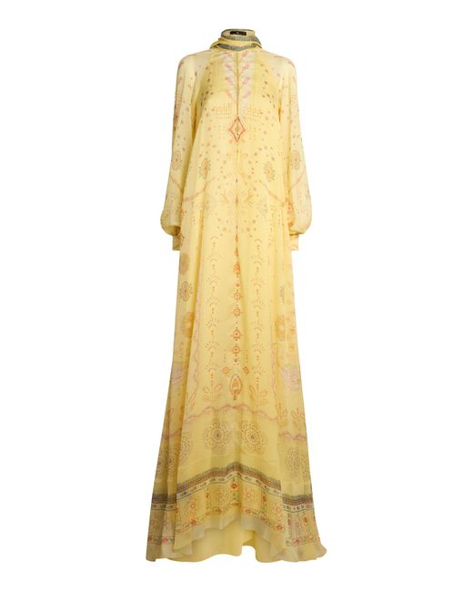Etro Yellow Relaxed Silk Maxi Dress
