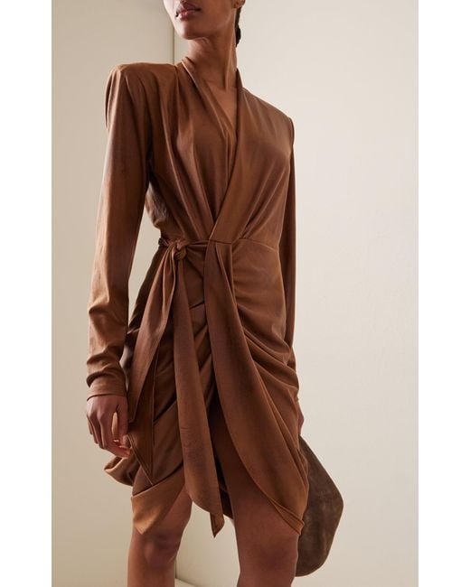 Isabel Marant Aleora Burnished Satin Mini Wrap Dress in Brown Lyst Canada
