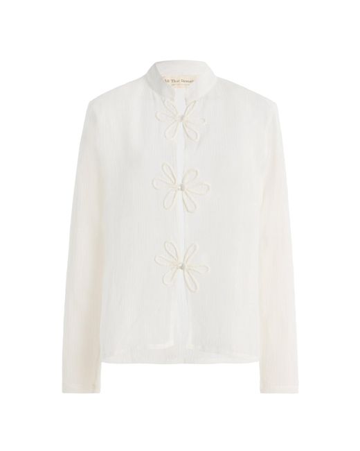 All That Remains White Lennon Silk-Cotton Shirt