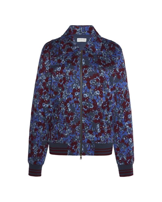 Dries Van Noten Blue Venla Wool-Silk Bomber Jacket