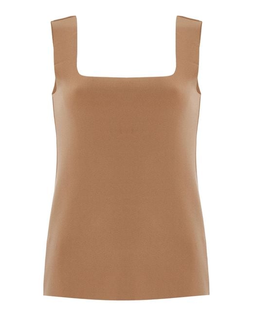 Birrot Brown Exclusive Lay2 Sleeveless Bonded Crepe Top
