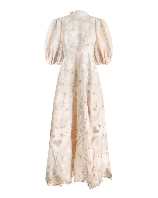 Zimmermann White The Lovestruck Silk-linen Lace Gown