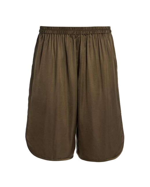 Frankie Shop Green Nelis Satin Bermuda Shorts