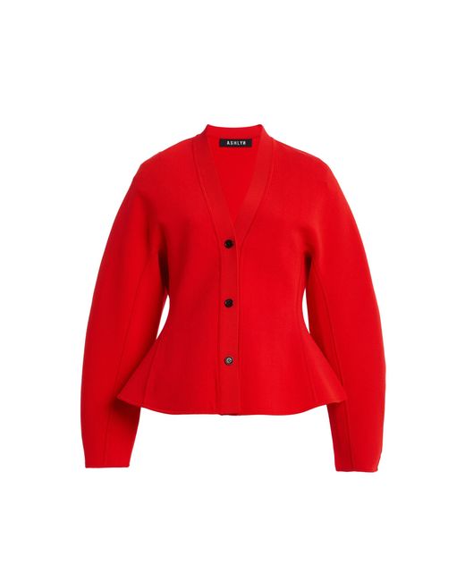 Ashlyn Red Henry Long Cardigan