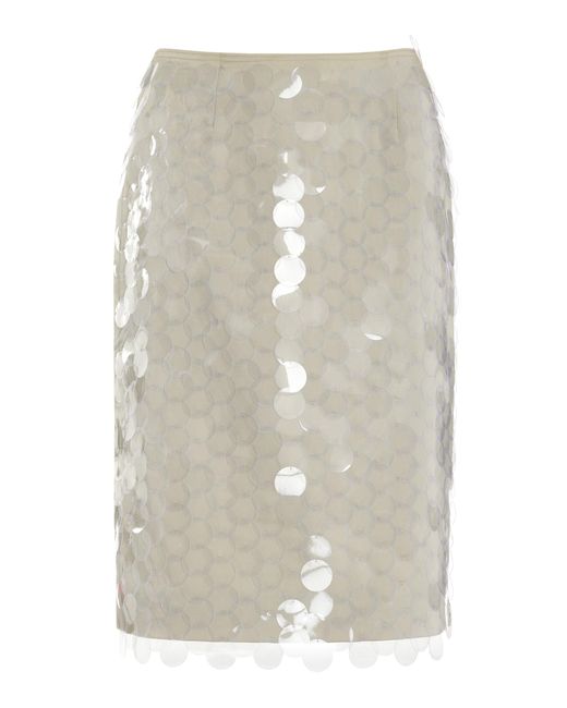 16Arlington White Delta Sequined Satin Midi Skirt