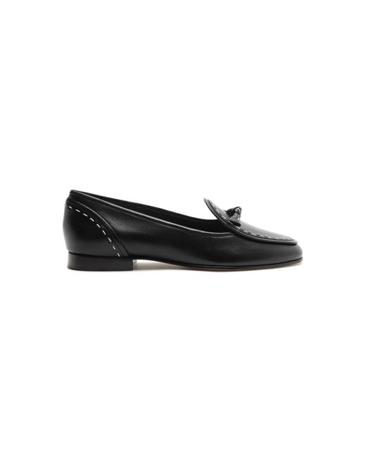 Alexandre Birman Black Slim Clarita Topstitch Leather Loafers