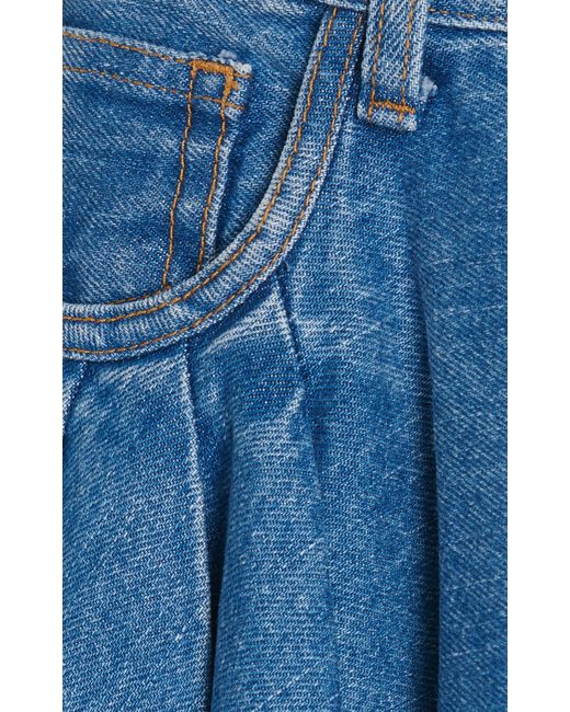 Brandon Maxwell Pleated Denim Midi Skirt in Blue | Lyst UK