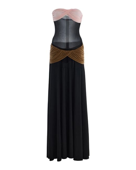 Burc Akyol Black Ruched Jersey Midi Dress