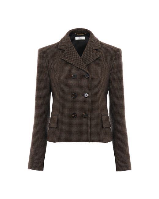 Chloé Black Wool Houndstooth Blazer