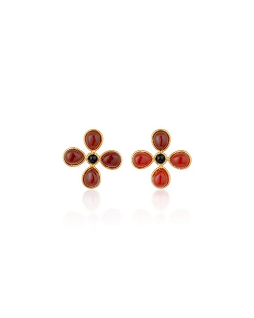 Sylvia Toledano Red Plated Pansy Earrings