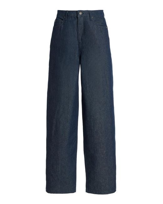 ROTATE BIRGER CHRISTENSEN Women's Blue Rigid Wide-Leg Jeans