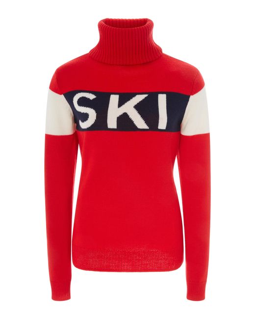 Perfect Moment Red Ski Intarsia-knit Wool Sweater