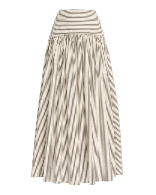 Staud White Procida Striped Cotton Skirt