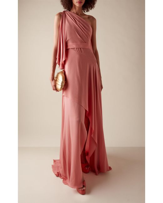 Elie Saab Pink Draped Silk Georgette Gown