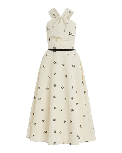 Rosie Assoulin Natural Jacquard Midi Dress